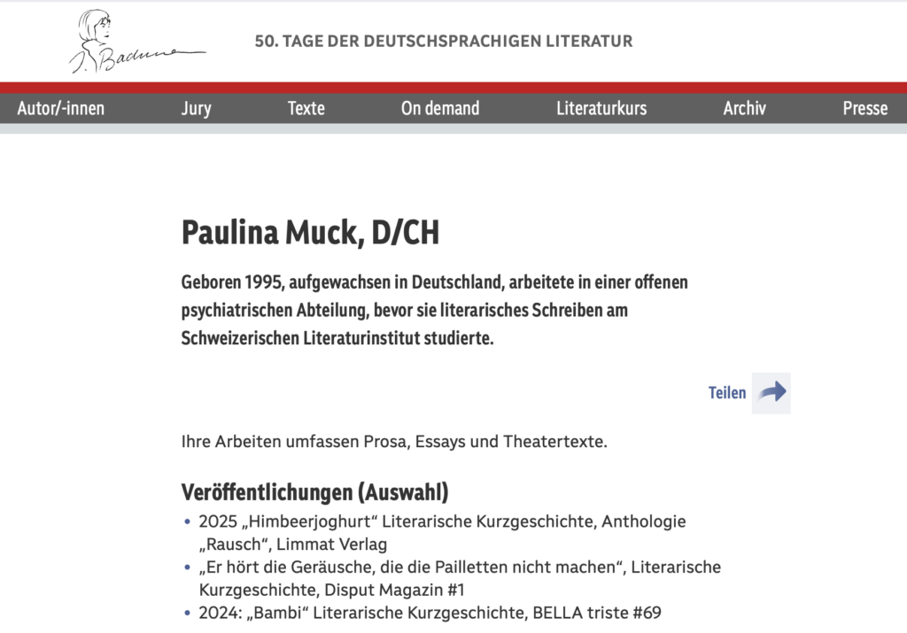 Bildschirmfoto Literaturkurs